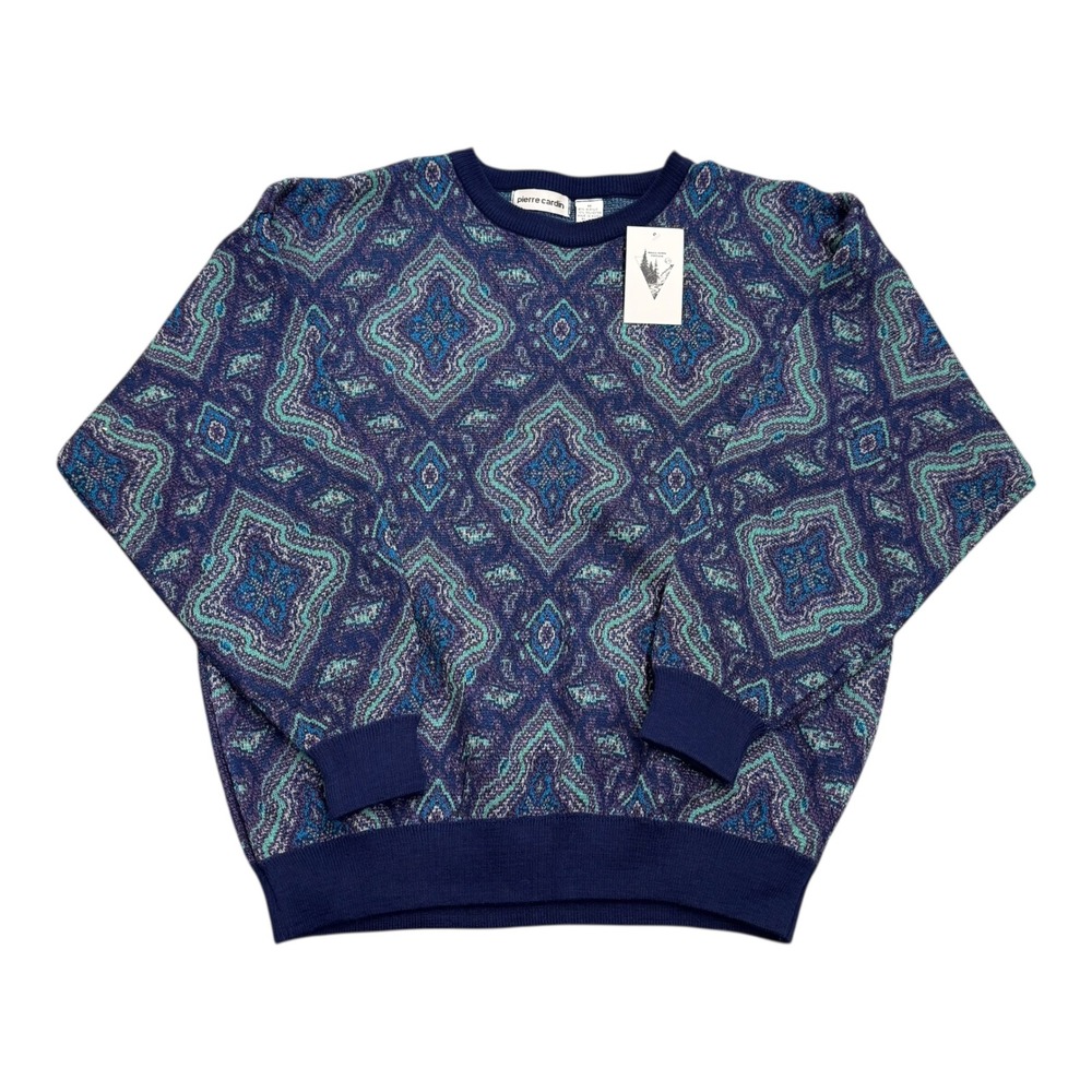 Vintage‎ 90s Pierre Cardin Geometric Multicolor Crewneck Sweater Men's Medium